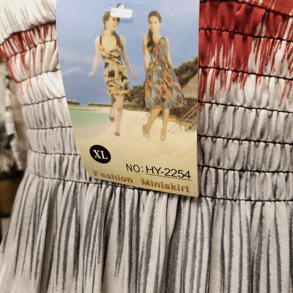 NWT Long Maxi Coverup Red Black Beach White Animal Print Summer Dress Size M - Picture 5 of 6